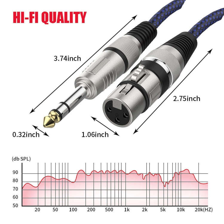 1m Blue and Black Net TRS 6.35mm Male To Caron Female Microphone XLR Balance Cable