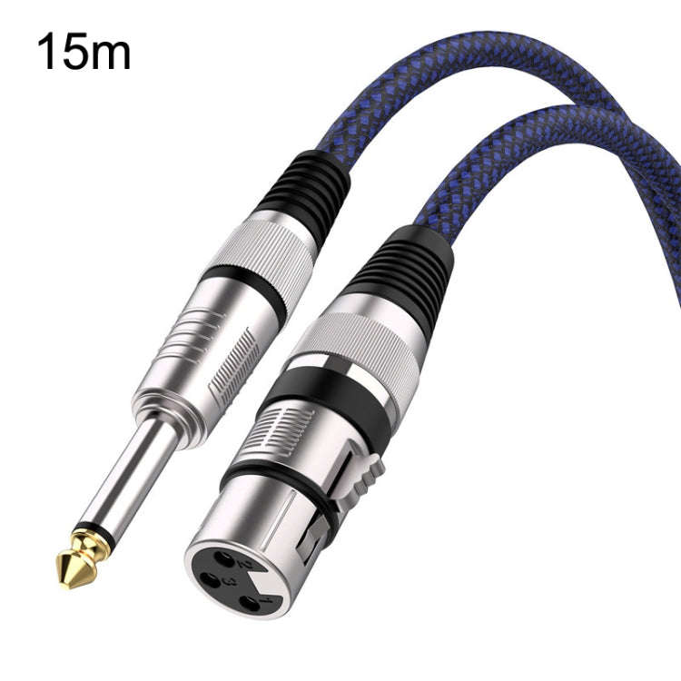 15m Blue and Black Net TRS 6.35mm Male To Caron Female Microphone XLR Balance Cable