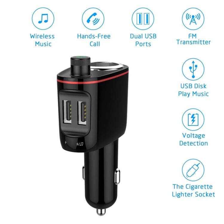 S-06 Bluetooth Multifunctional Car Cigarette Lighter 100W One for Two High Power Charger