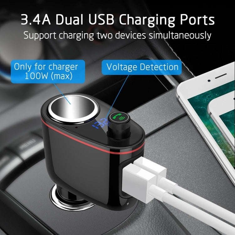 S-06 Bluetooth Multifunctional Car Cigarette Lighter 100W One for Two High Power Charger