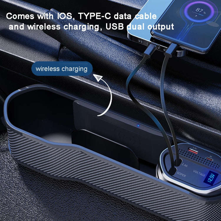 Vehicle Seat Gap Storage Box Organizer Front Seat Console Side Pocket ,Spec: Wireless Charging Up...