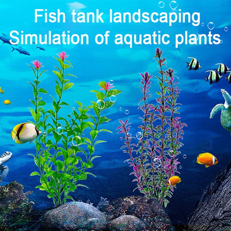 25cm Fish Tank Simulation Water Plants Aquarium Fish Tank Decoration Plastic Water Plants(Green)
