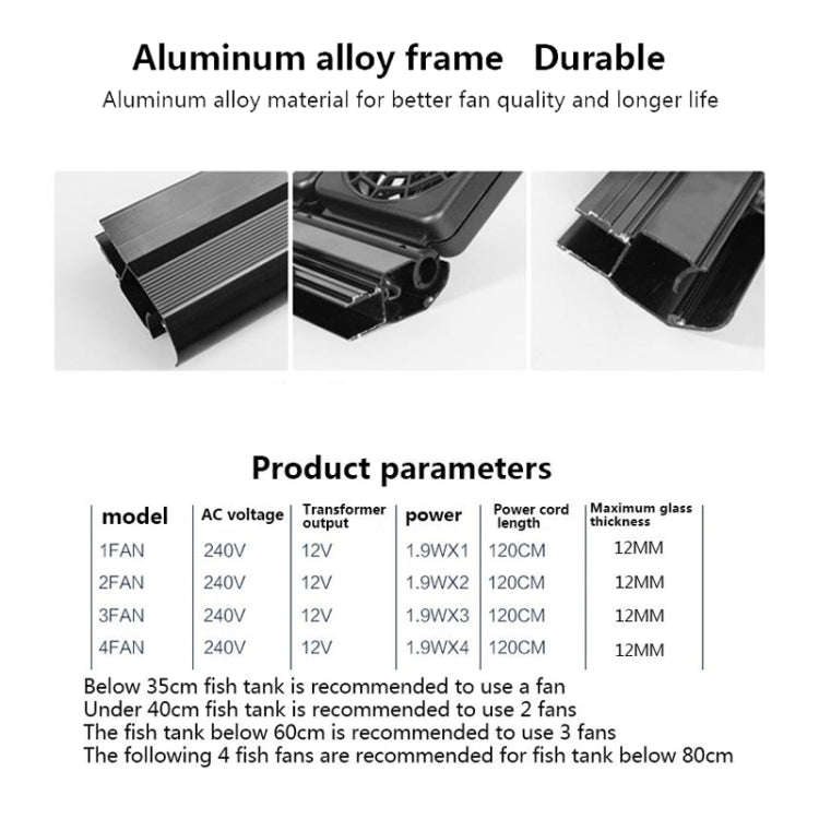 Fish Tank Cooling Fan Cooling Silent Aquarium Fan, Specification: 2 Head US Plug