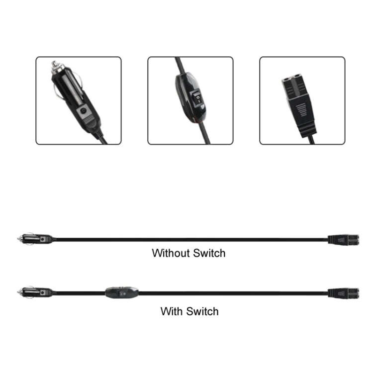 12V/24V Car Refrigerator Cable B Suffix Cigarette Lighter Plug Power Cord, Length: 3m With Switch
