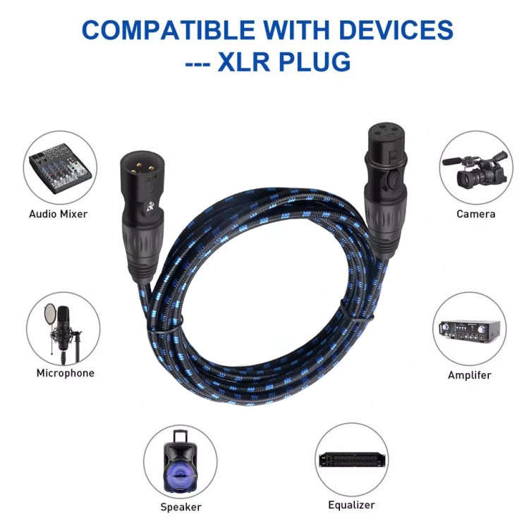 KN006 2m Male To Female Canon Line Audio Cable Microphone Power Amplifier XLR Cable(Black Blue)