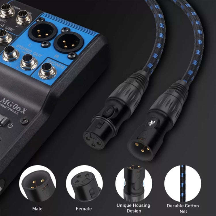 KN006 2m Male To Female Canon Line Audio Cable Microphone Power Amplifier XLR Cable(Black Blue)
