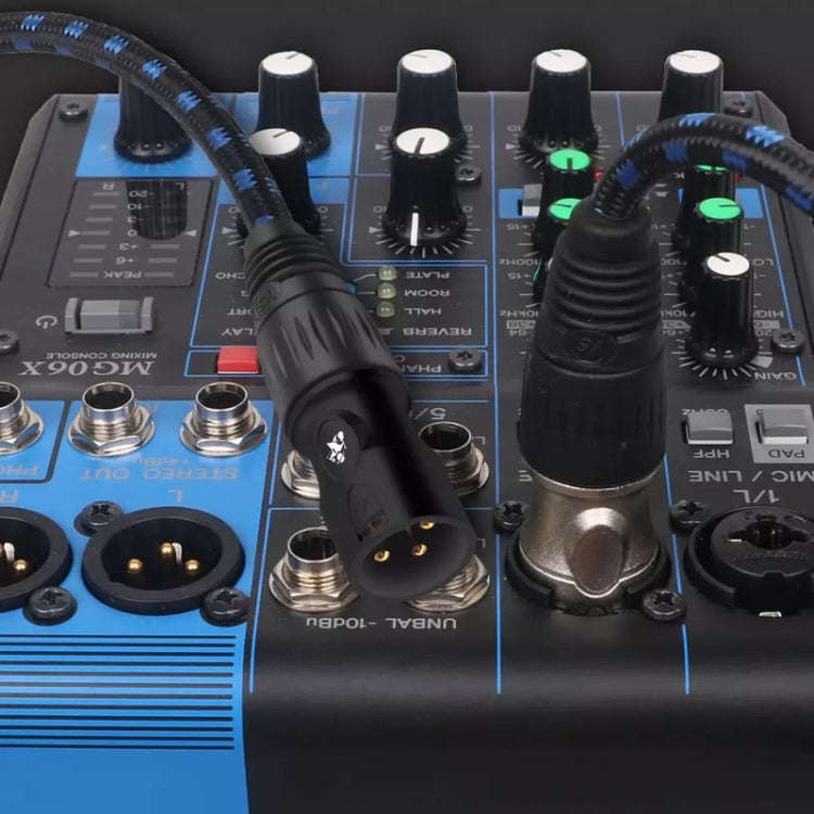 KN006 2m Male To Female Canon Line Audio Cable Microphone Power Amplifier XLR Cable(Black Blue)