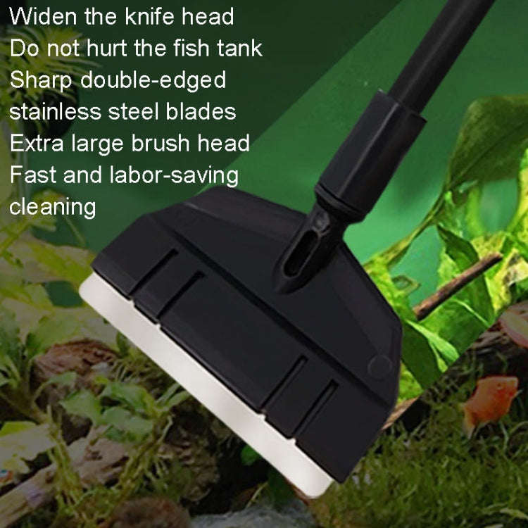 73cm 3 Section+2 Blades Fish Tank Algae Scraper Widen Aquarium Long Handle Scraper(Black)