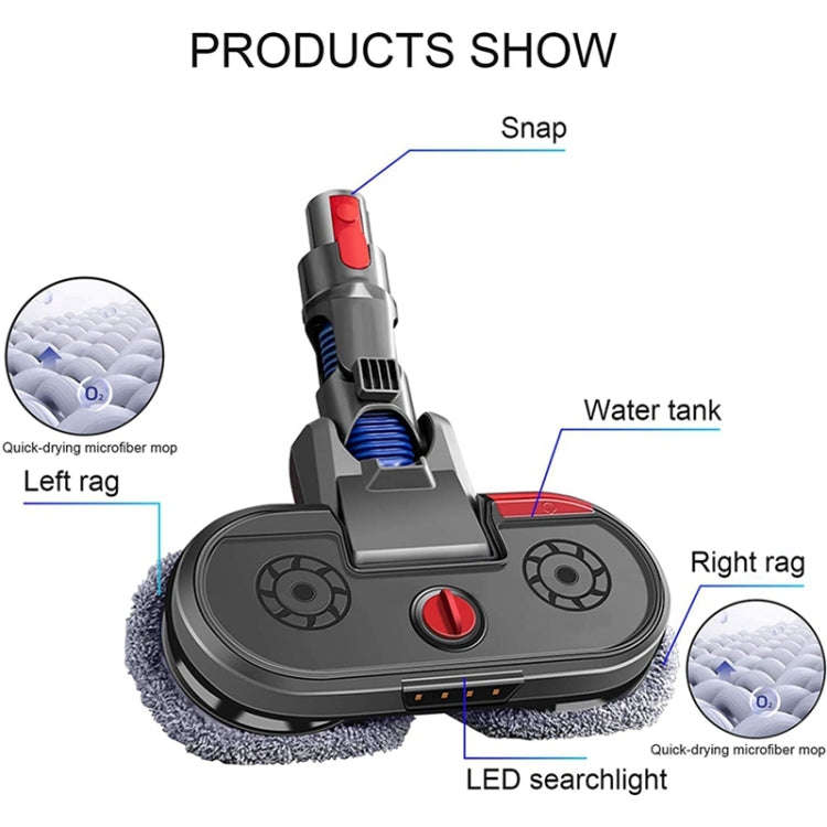 For Dyson V7 V8 V10 V11 Vacuum Cleaner Electric Mopping Head Integrated Water Tank With 6pcs Rag