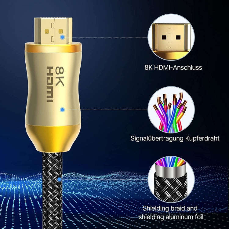 CO-HD801 3m HDMI 2.1 Version 8K 60Hz For PS4 Cable Projector Notebook Set-Top Box Cable(Gold)