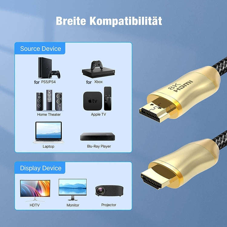 CO-HD801 3m HDMI 2.1 Version 8K 60Hz For PS4 Cable Projector Notebook Set-Top Box Cable(Gold)