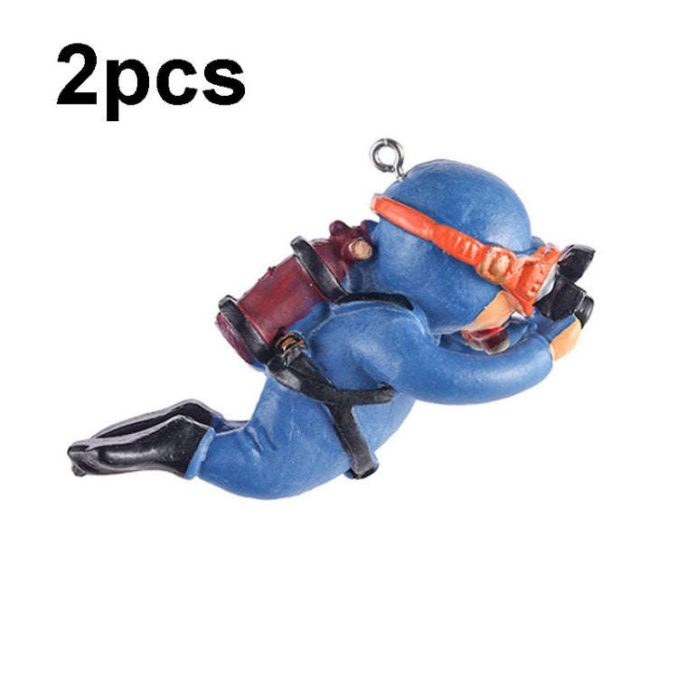 2pcs Fish Tank Diver Aquarium Ornaments Aquascape Decorations(With Camera Blue)