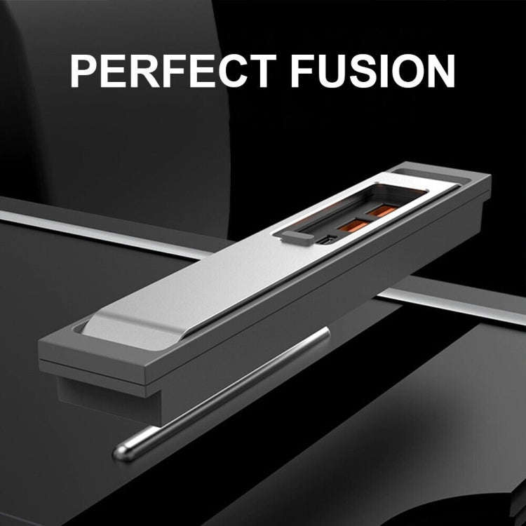 For Tesla Model 3/Y Car USB-C/Type-C+2 USB 3.0 Port Docking Station HUB(Silver)