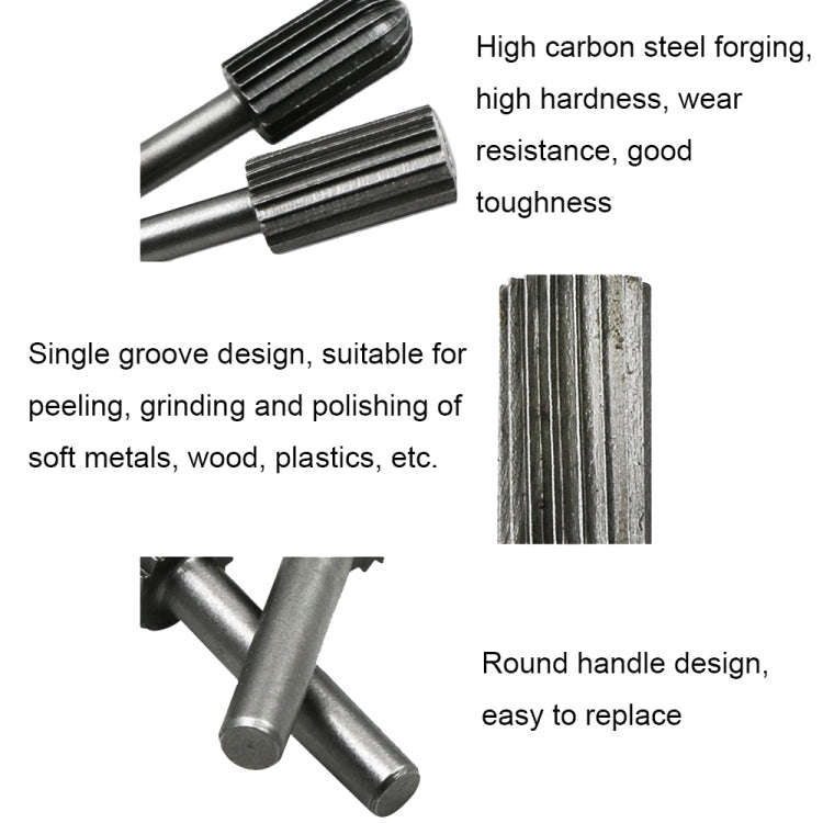 Hard High Carbon Steel Rotary Carving Knife Abrasive Processing Grinding Head Set(6pcs/set)