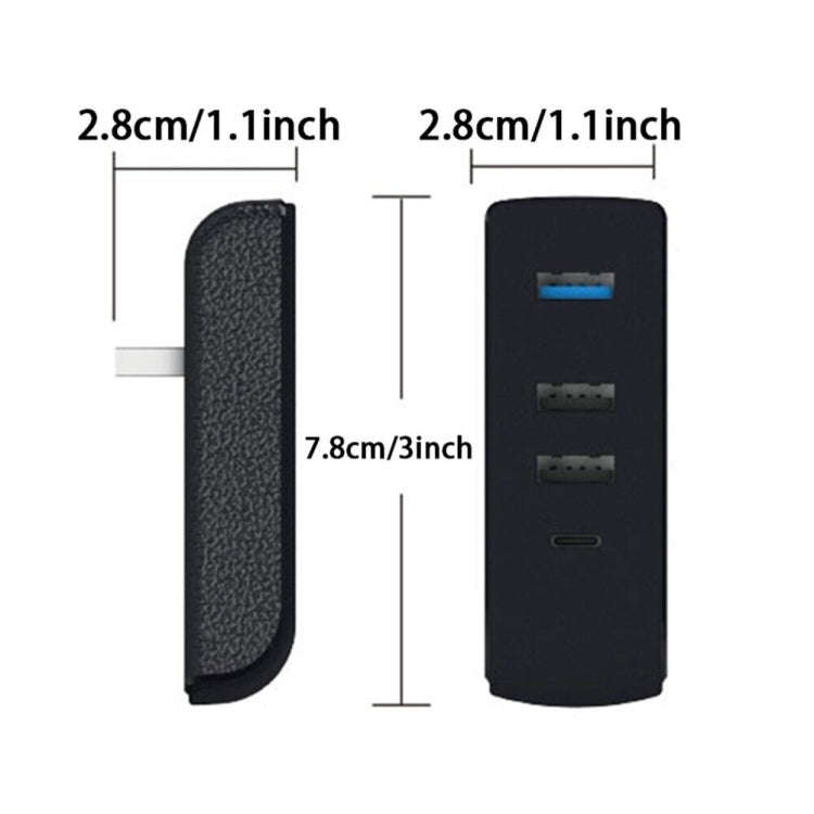 For Tesla Model 3/Y Car AH37 3 USB  +1 Type-C/USB-C Port Hub Docking Station(Black)
