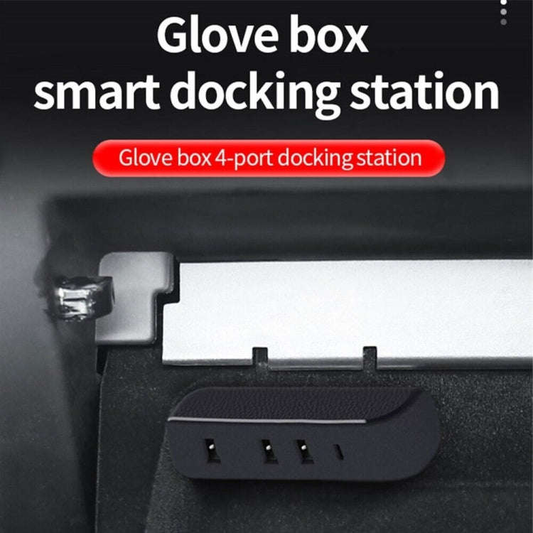 For Tesla Model 3/Y Car AH37 3 USB  +1 Type-C/USB-C Port Hub Docking Station(Black)