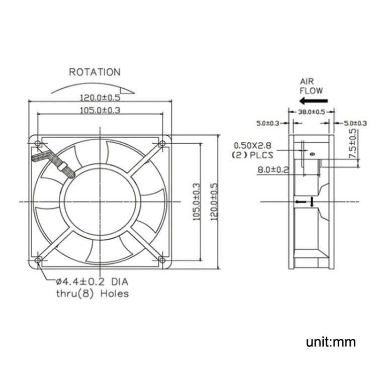 XIN RUI FENG XRX12038 380V Double Roller Cooling Fan 12cm Cabinet Power Distribution Cabinet Shaft