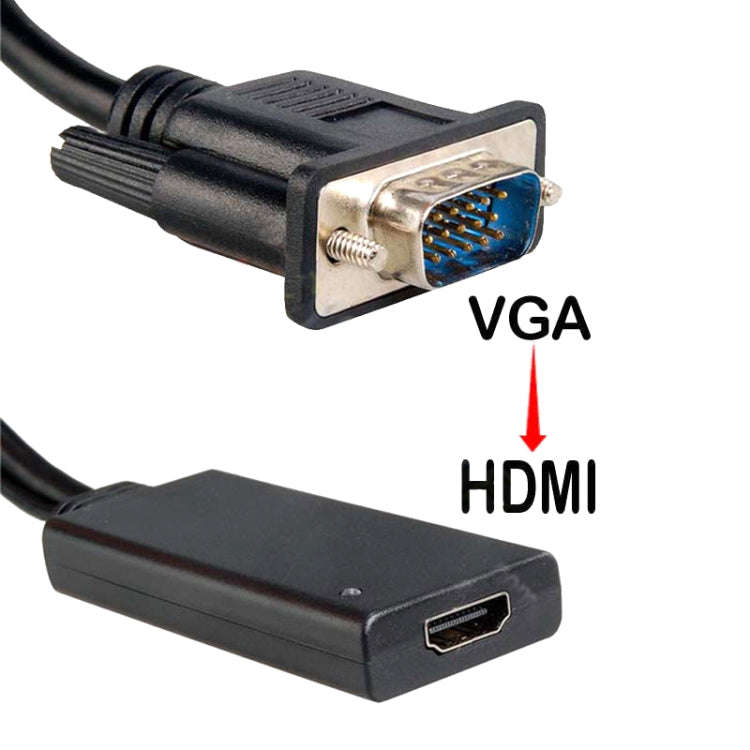 HD55Y VGA To HDMI Adapter Cable VGA+USB To HD 1080P Converter With Power Supply(Black)