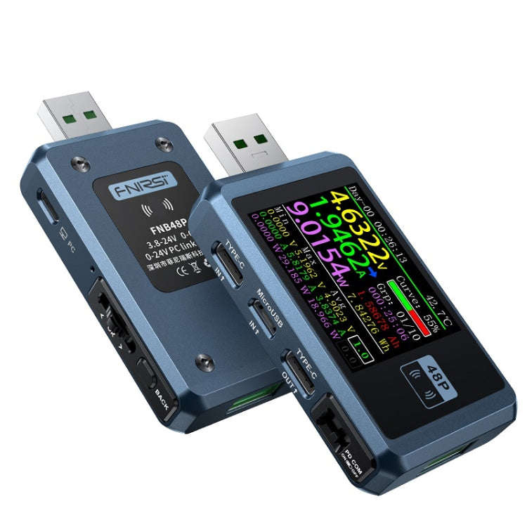 FNIRSI FNB48P USB Mobile Phone DC Power Charger Detector, Color: Bluetooth Blue