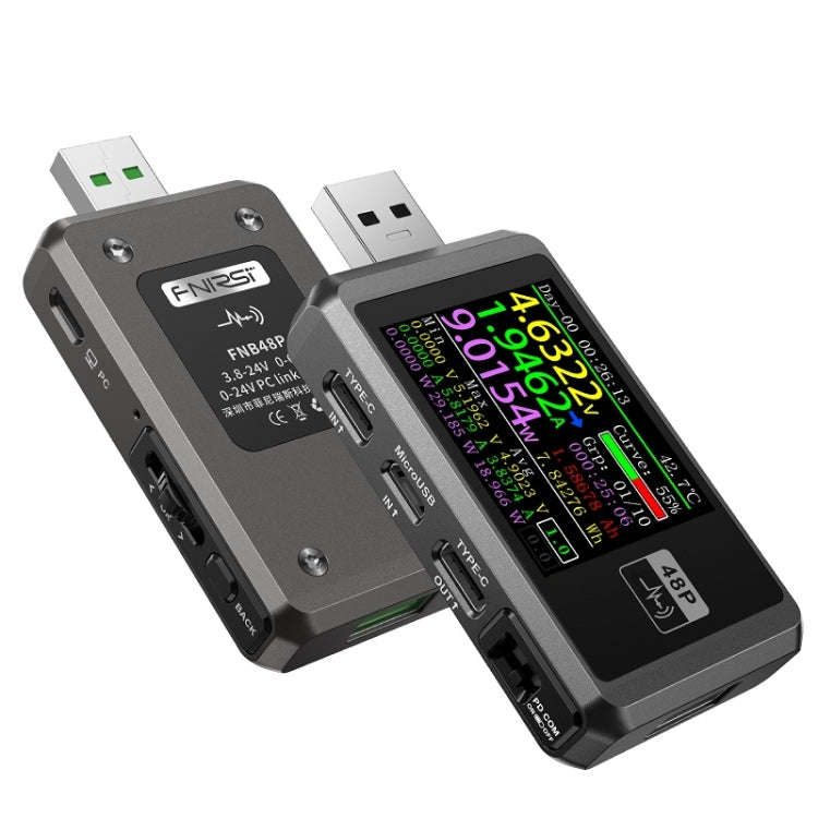 FNIRSI FNB48P USB Mobile Phone DC Power Charger Detector, Color: Without Bluetooth Black