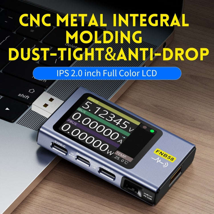 FNIRSI FNB58 USB Voltage Ammeter TYPE-C Fast Charge Power Tester, Specification: Without Bluetooth