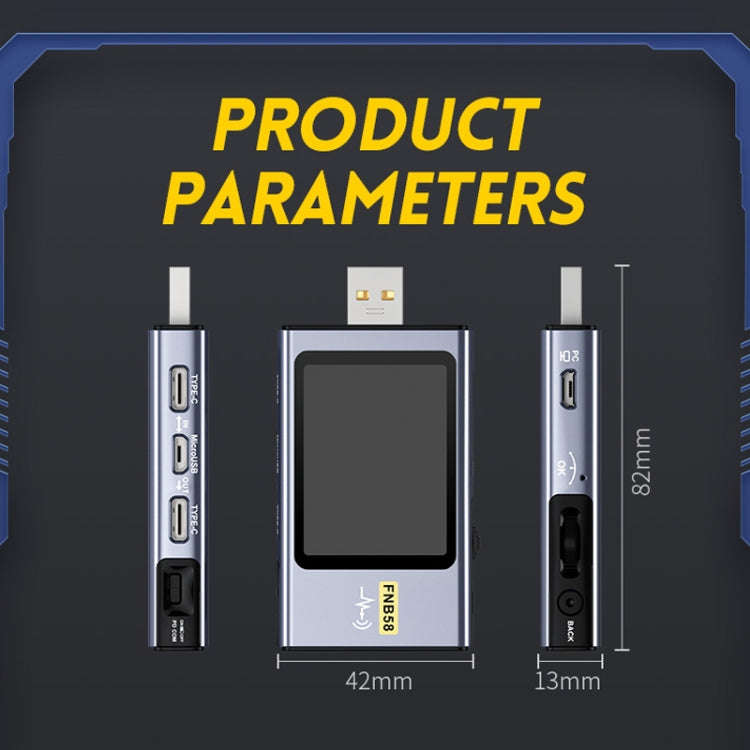 FNIRSI FNB58 USB Voltage Ammeter TYPE-C Fast Charge Power Tester, Specification: Without Bluetooth