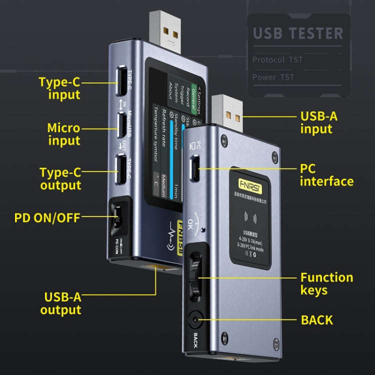 FNIRSI FNB58 USB Voltage Ammeter TYPE-C Fast Charge Power Tester, Specification: Without Bluetooth