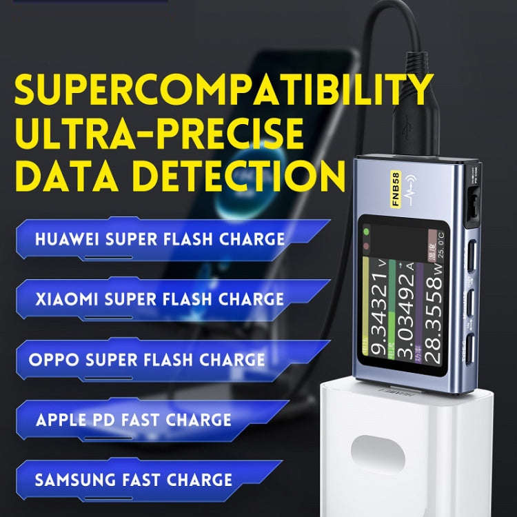 FNIRSI FNB58 USB Voltage Ammeter TYPE-C Fast Charge Power Tester, Specification: Without Bluetooth