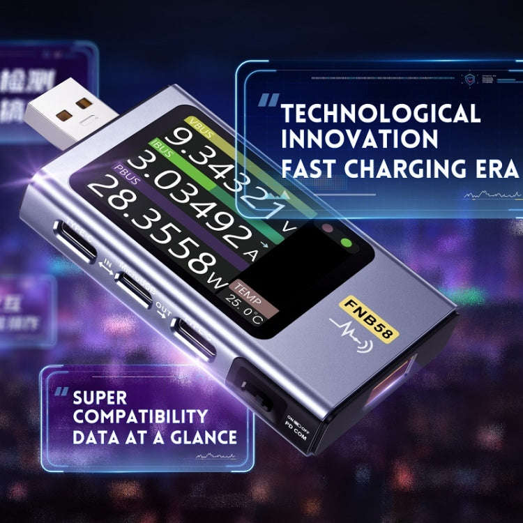 FNIRSI FNB58 USB Voltage Ammeter TYPE-C Fast Charge Power Tester, Specification: Without Bluetooth