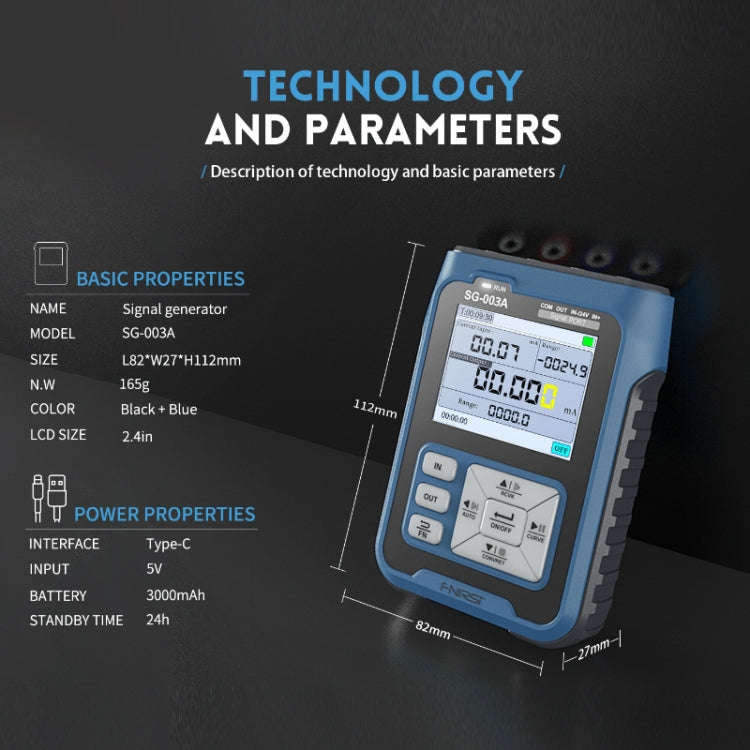FNIRSI SG-003A Multifunctional PWM Signal Generator 4-20ma Voltage Current Calibrator, EU Plug(Blue)