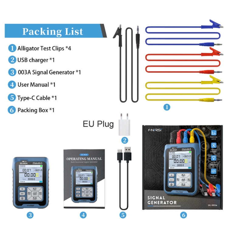FNIRSI SG-003A Multifunctional PWM Signal Generator 4-20ma Voltage Current Calibrator, EU Plug(Blue)