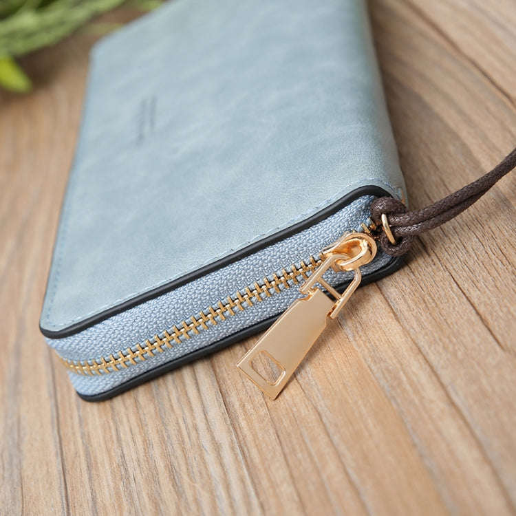 Scrub Long Wallet Lady Wallet Handbag Zipper Purse(Light Grey)