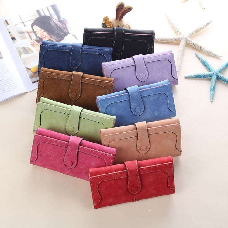 Women Long Wallet Vintage Frosted Splicing Leather Wallet(Jujube Red)