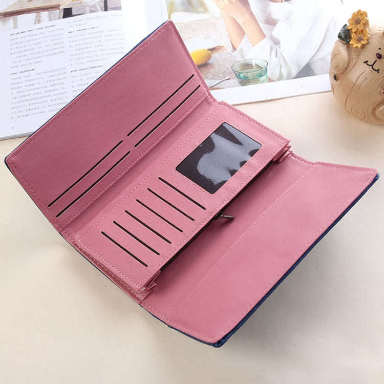 Women Long Wallet Vintage Frosted Splicing Leather Wallet(Jujube Red)