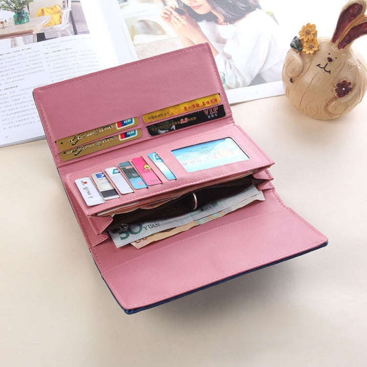 Women Long Wallet Vintage Frosted Splicing Leather Wallet(Jujube Red)
