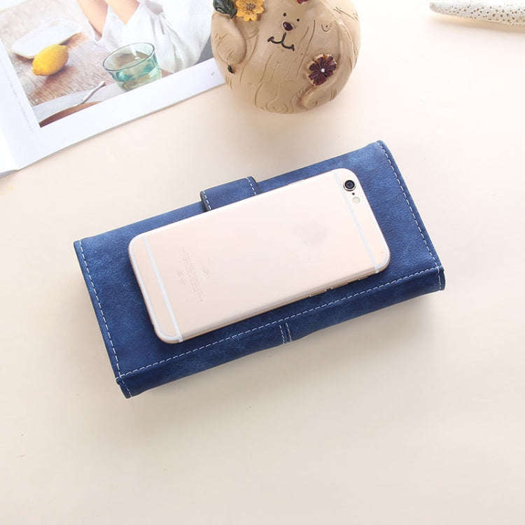 Women Long Wallet Vintage Frosted Splicing Leather Wallet(Jujube Red)
