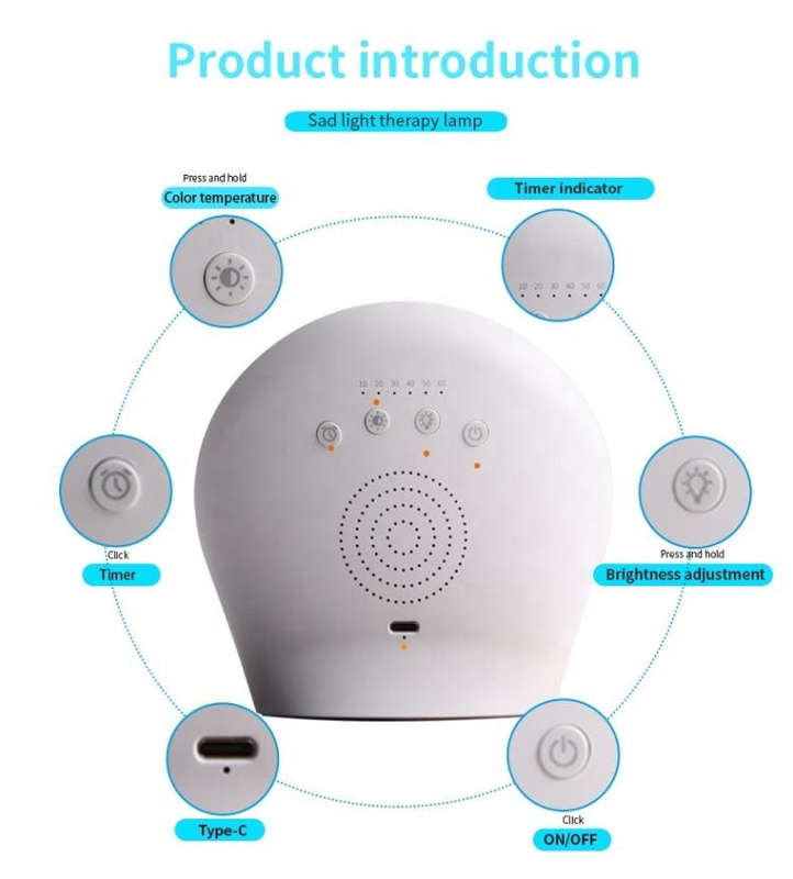 JSK-SL02 LED SAD Touch Timing Stepless Dimming Therapy Mood Desk Lamp Simulate Natural Light UK Plug
