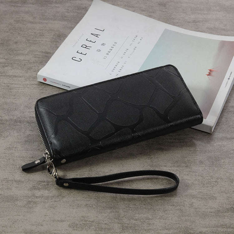 Large Stone Wallet Zipper Women Wallet Long Coin Purse(Black)