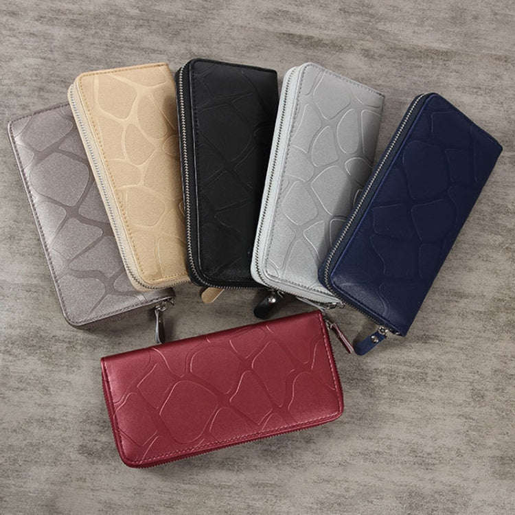 Large Stone Wallet Zipper Women Wallet Long Coin Purse(Blue)