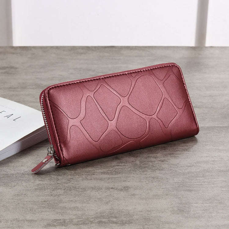 Large Stone Wallet Zipper Women Wallet Long Coin Purse(Blue)