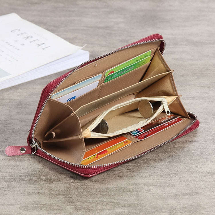 Large Stone Wallet Zipper Women Wallet Long Coin Purse(Blue)