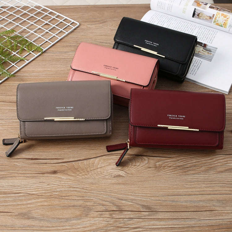 Women Multi-Card Wallet Clutch Bag Large Capacity Casual Single Shoulder Crossbody Bag(Claret)