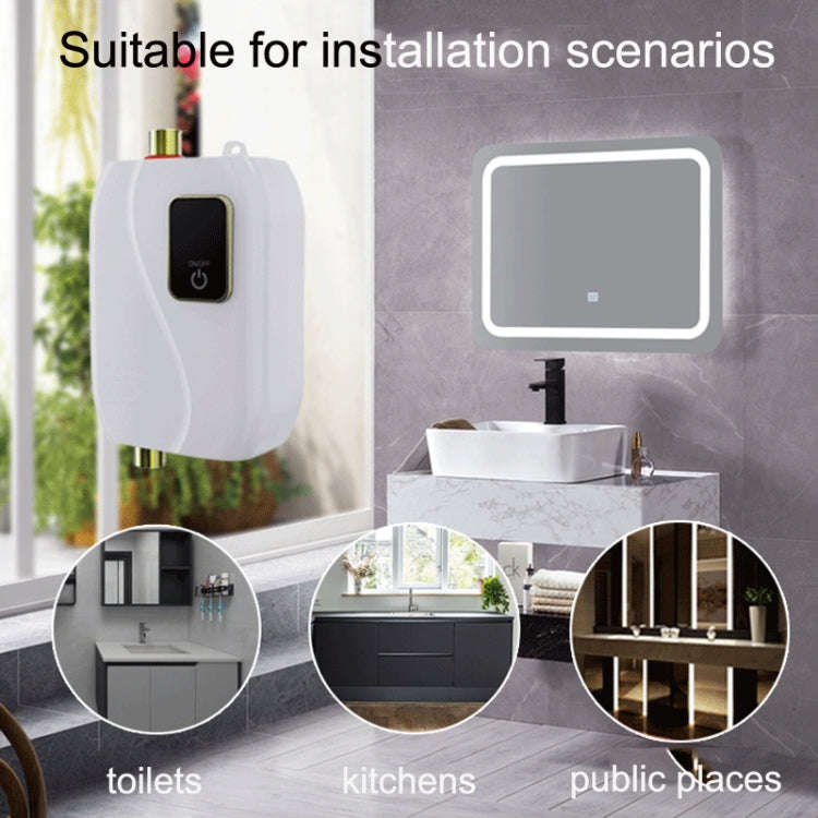 Instant Water Heater Mini Kitchen Quick Heater Household Hand Washing Water Heater EU  Plug(White)