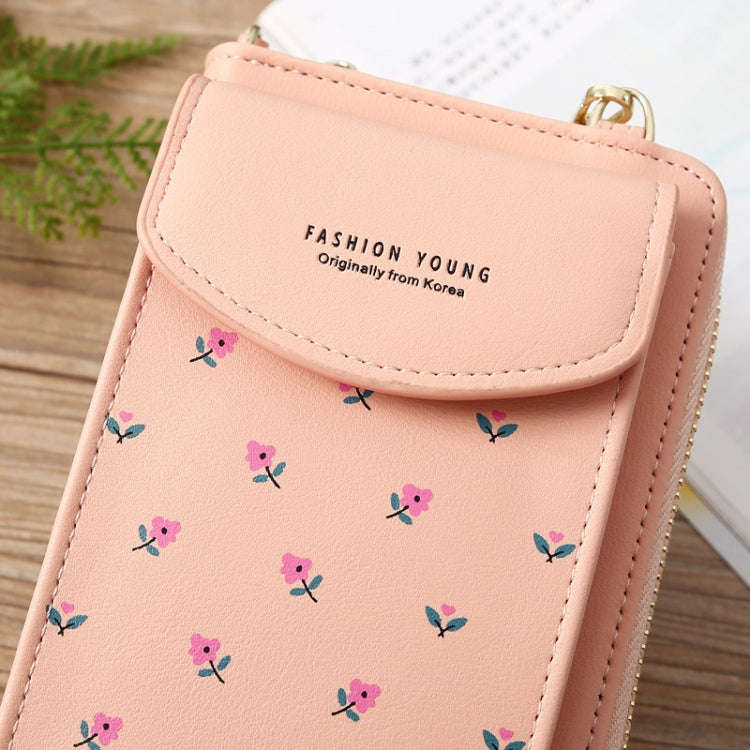Printed Phone Bag Floral Woman Multifunctional Crossbody Bag Multi Card Shoulder Bag(Blue)