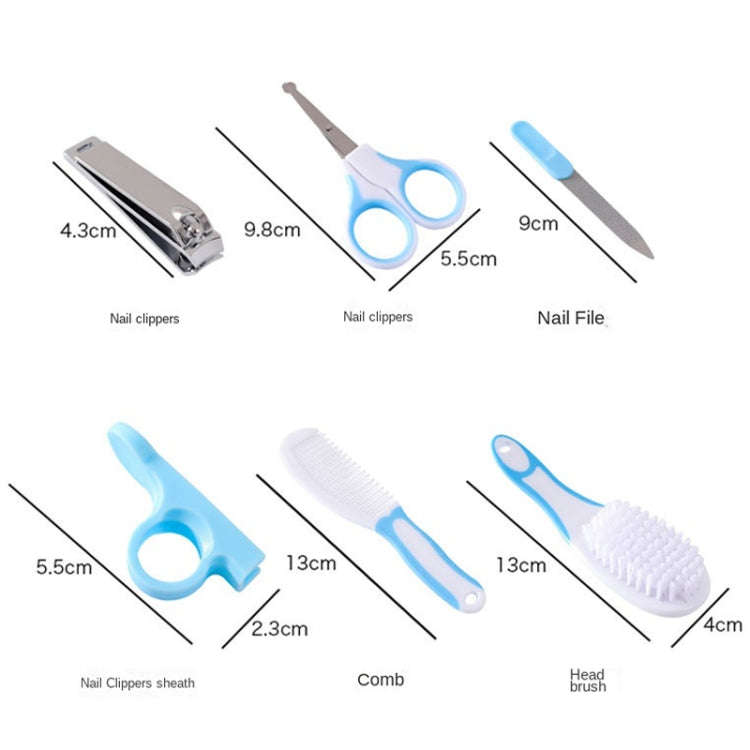 2sets 6 in 1 Baby Care Cleaning Kit Nail Scissors Combination Set, Color: Blue