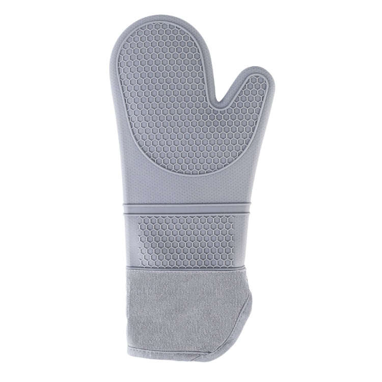 ZYA-426 Longer And Thicker Insulated Gloves Silicone Kitchen Baking Gloves(Gray)
