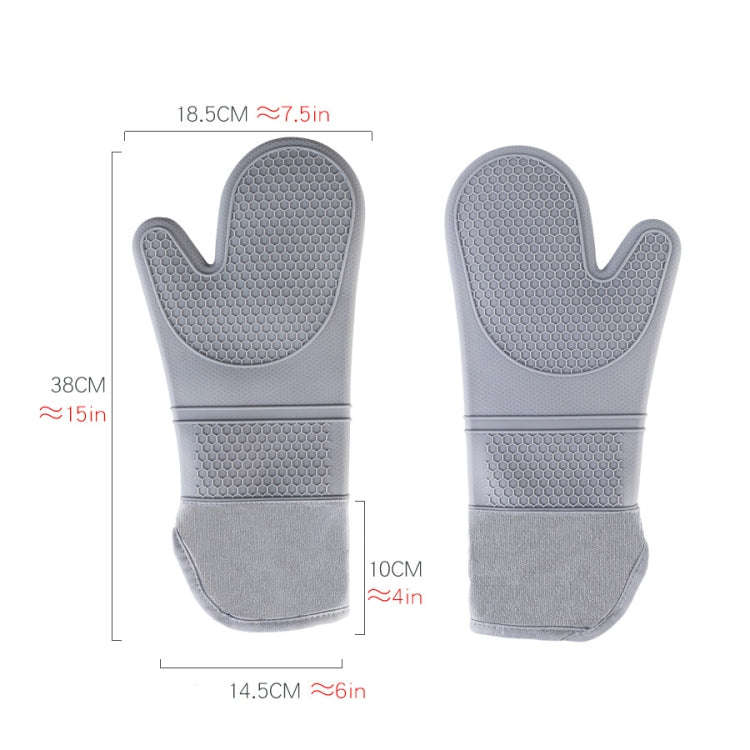 ZYA-426 Longer And Thicker Insulated Gloves Silicone Kitchen Baking Gloves(Gray)