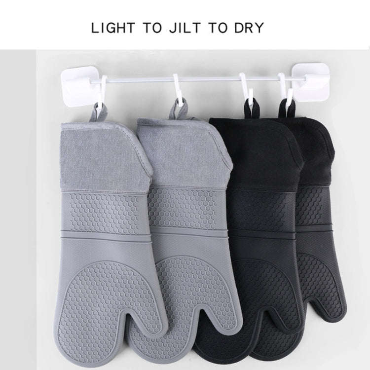 ZYA-426 Longer And Thicker Insulated Gloves Silicone Kitchen Baking Gloves(Gray)
