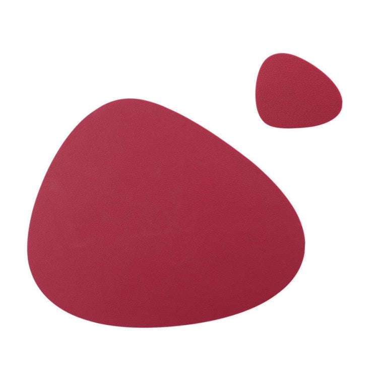 Placemat+Coaster Silicone Placemat Insulation Texture Scalloped Cushion(Red)