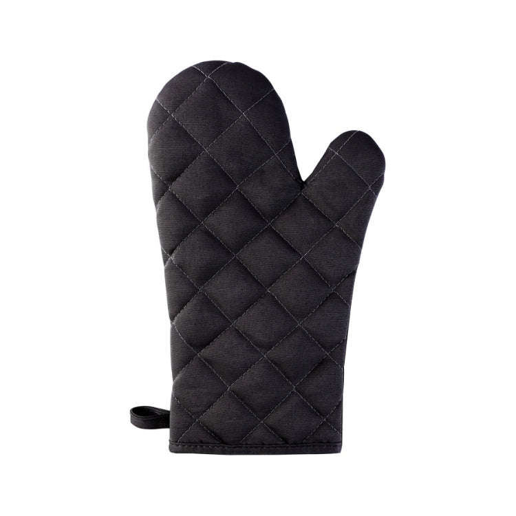 Cotton Insulated Diamond Thickened Gloves Hookable Storage Oven Microwave Baking Gloves(Black)